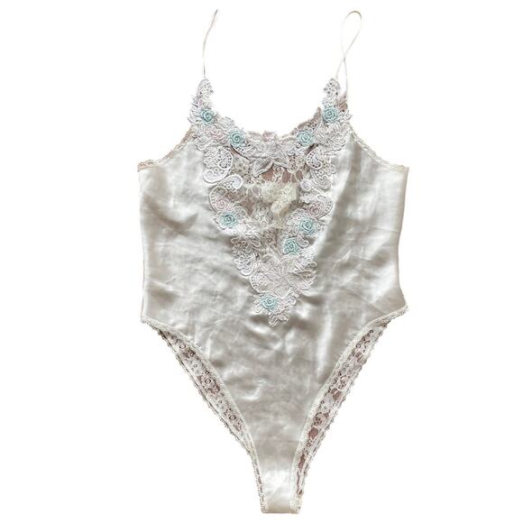 Victoria's Secret Gold Label slip bodysuit small lace high cut sheer 90s VTG - Picture 5 of 7